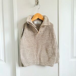 H&M Kids Beige Quarter Zip Knit Sweater Size 4–6 (100% Cotton)